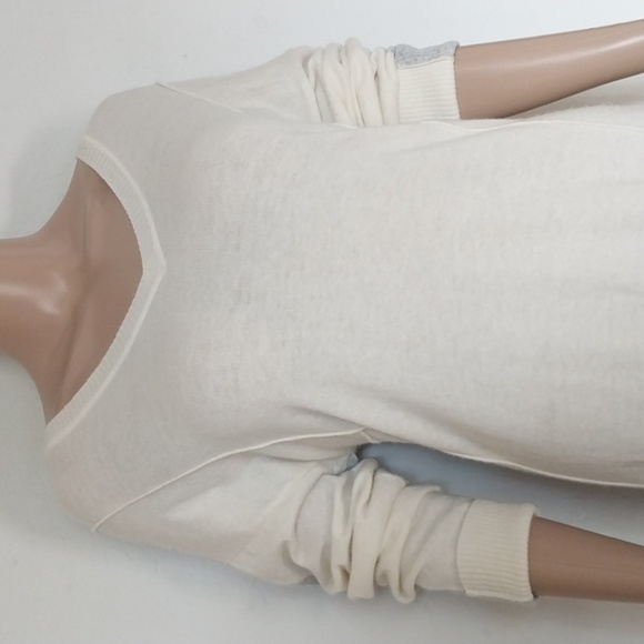 CIRANA SWEATER Grunge Drapey Longer Back Cream Gray HI LO Hem - Picture 5 of 16